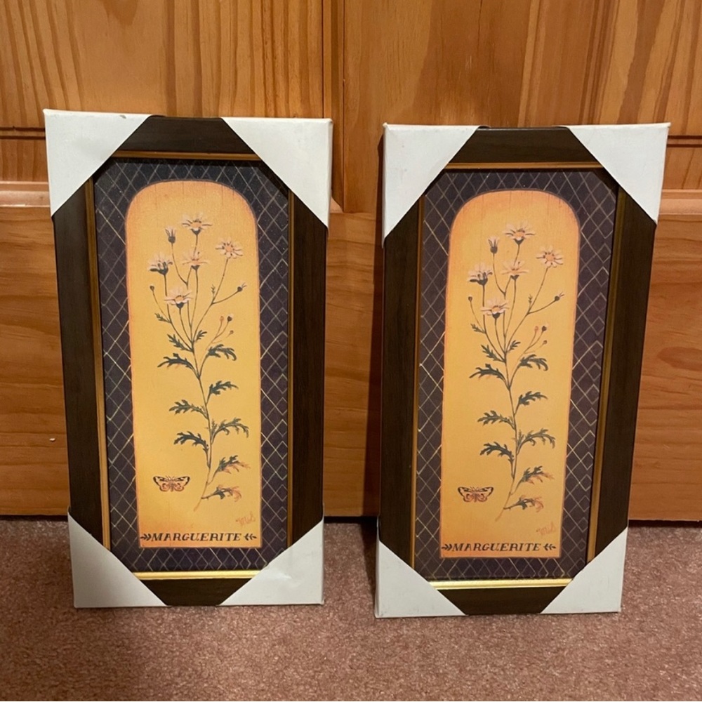 MULTIPLE White Floral Framed Wall Art (brown & gold frame) brand new with tags